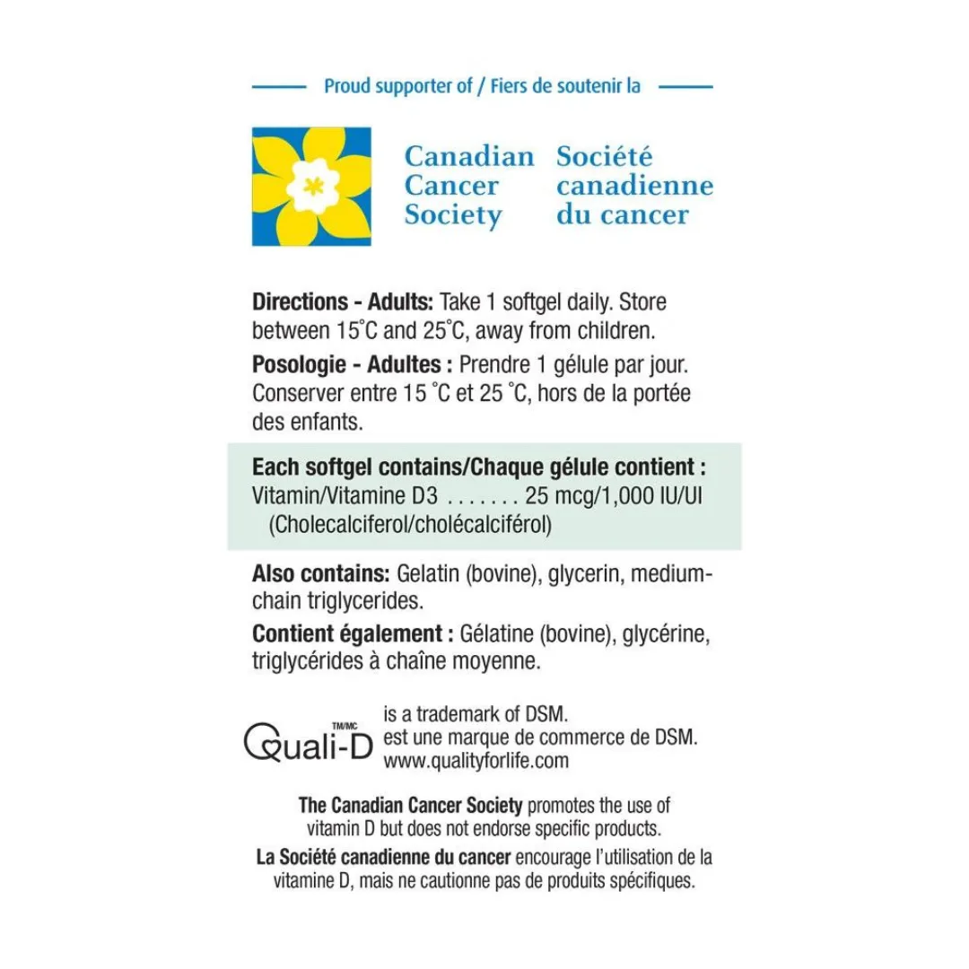 Vitamin D3 1000IU, PREMIJUM, 150+30 BONUS softgel kapsula, deklaracija eng_fr