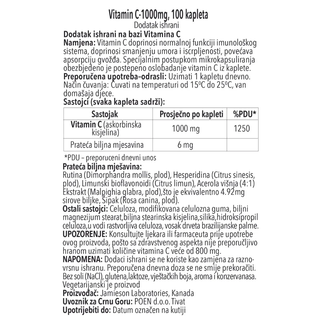 Vitamin C 1000mg uputstvo