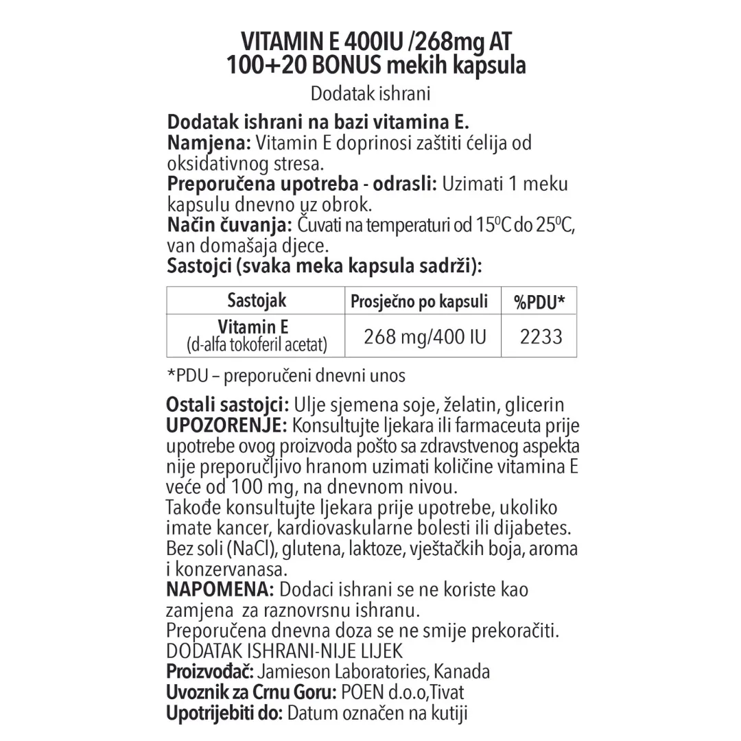 Vitamin E 400IU_uputstvo_mne