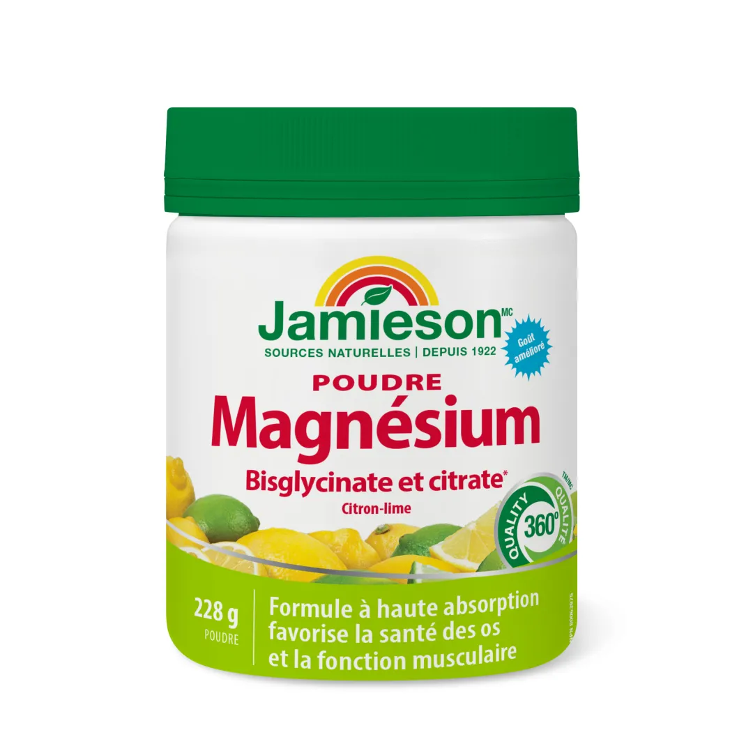 Jamieson Magnezijum bisglicinat + citrat u prahu, limun-limeta, 228 g – francuska strana pakovanja